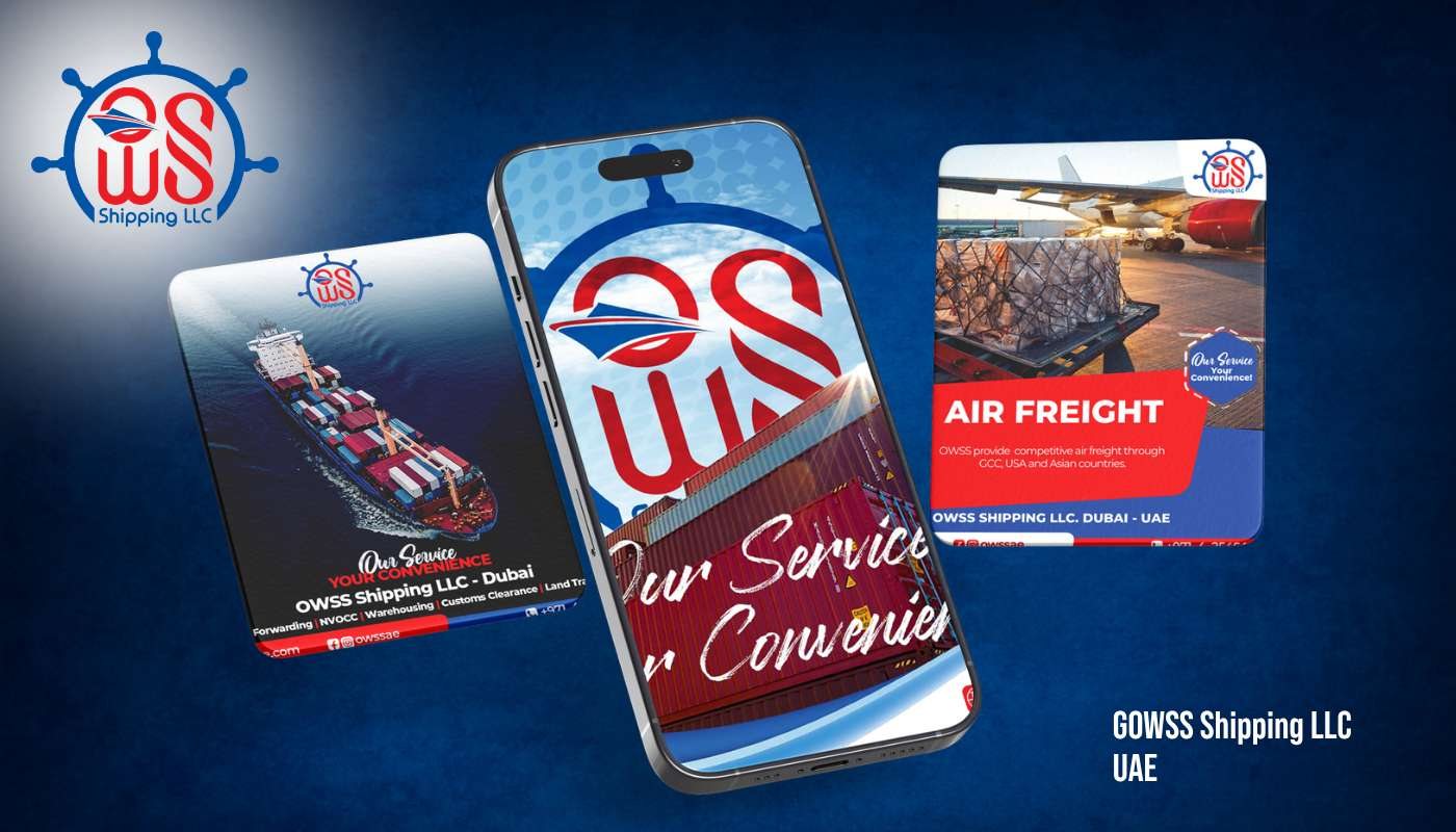 OWSS Shipping LLC - social media posts shown on a phone and social cards
